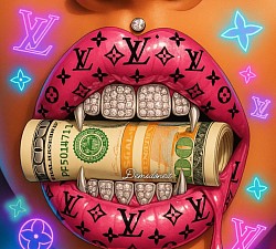 A bold blend of money, luxury, and seductive domination captured through high-gloss digital art.
